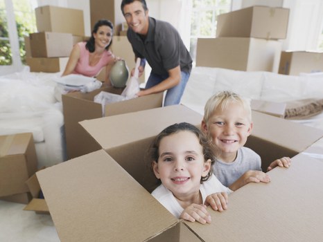 Packing boxes and materials arranged for a Docklands move