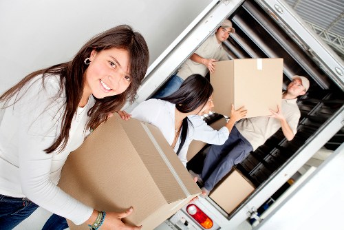 Commercial office relocation using a moving truck in Docklands