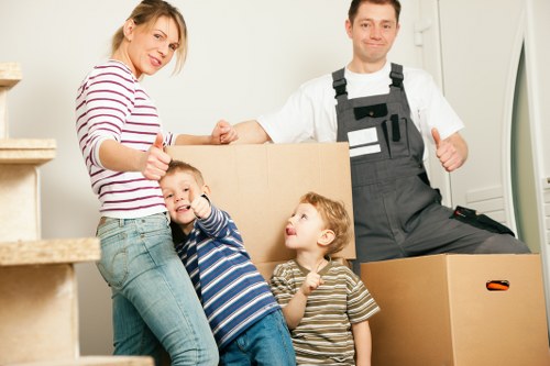 Boxes and study items prepared for a Docklands student relocation